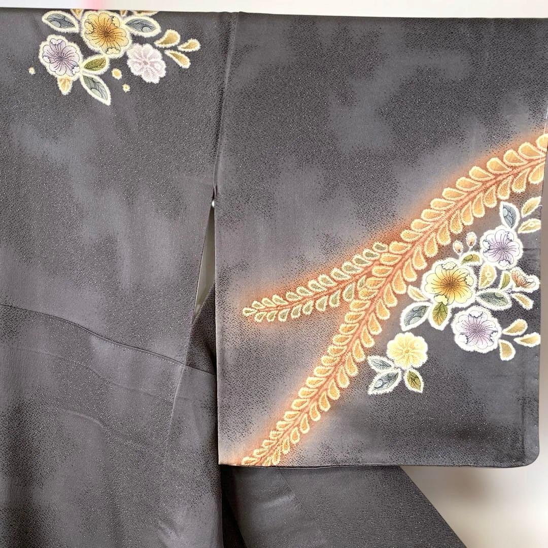 着物-辻が花着物61【未使用・しつけ付き】辻が花の訪問着 正絹 グレー