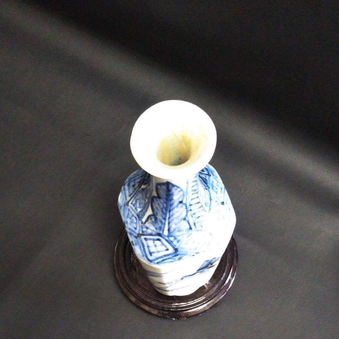 中国古美術/青花魚藻紋四方長頸瓶/元代/