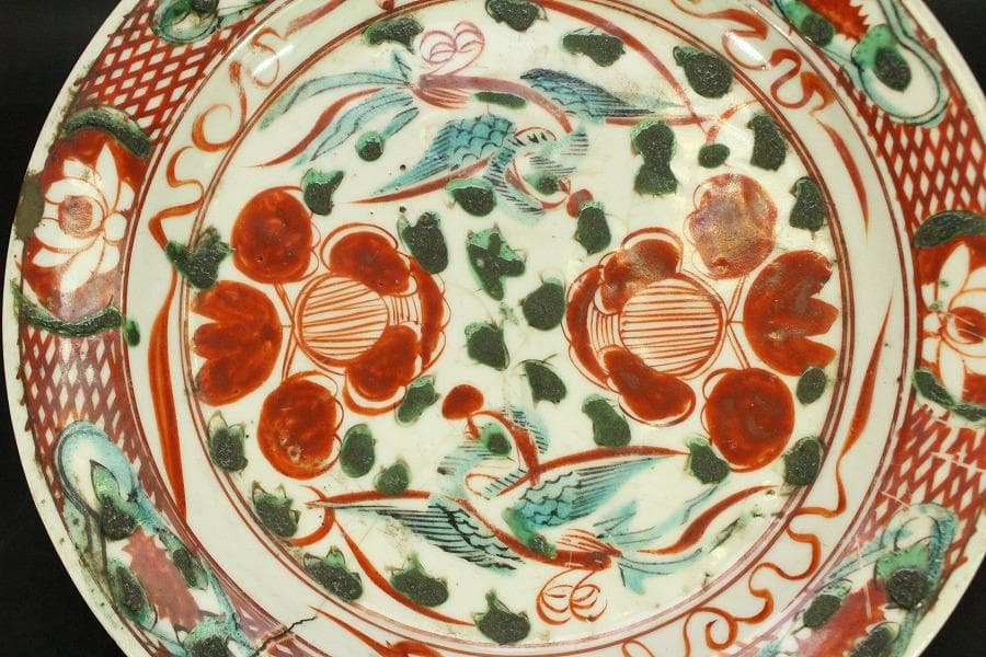 茶道具 唐物 呉須赤絵 鳳花紋 皿 φ25.5cm 中国美術(A928) - メルカリ