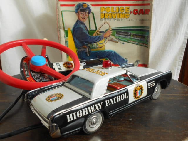傑作!☆超希少！野村トーイ NOMURA パトカー 大型 ブリキ 玩具 箱 当時