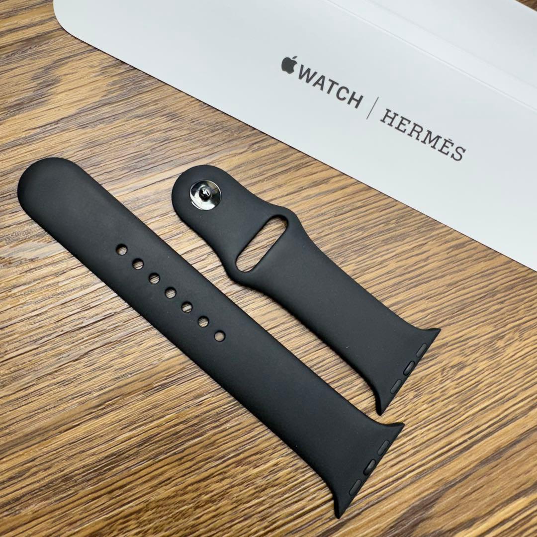 2201 Apple Watch エルメス　ブラック　黒　ラバー　シリコン