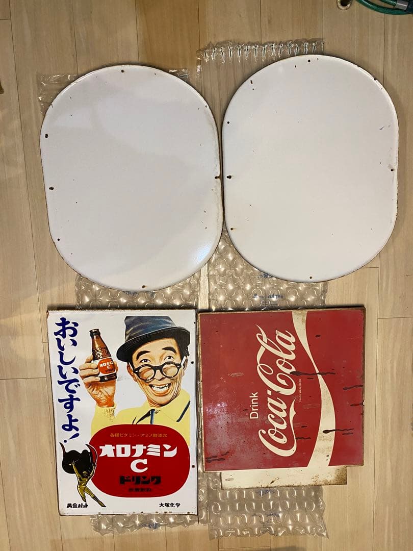 ホーロー看板4枚セットレトロオロナミンC コーラアース