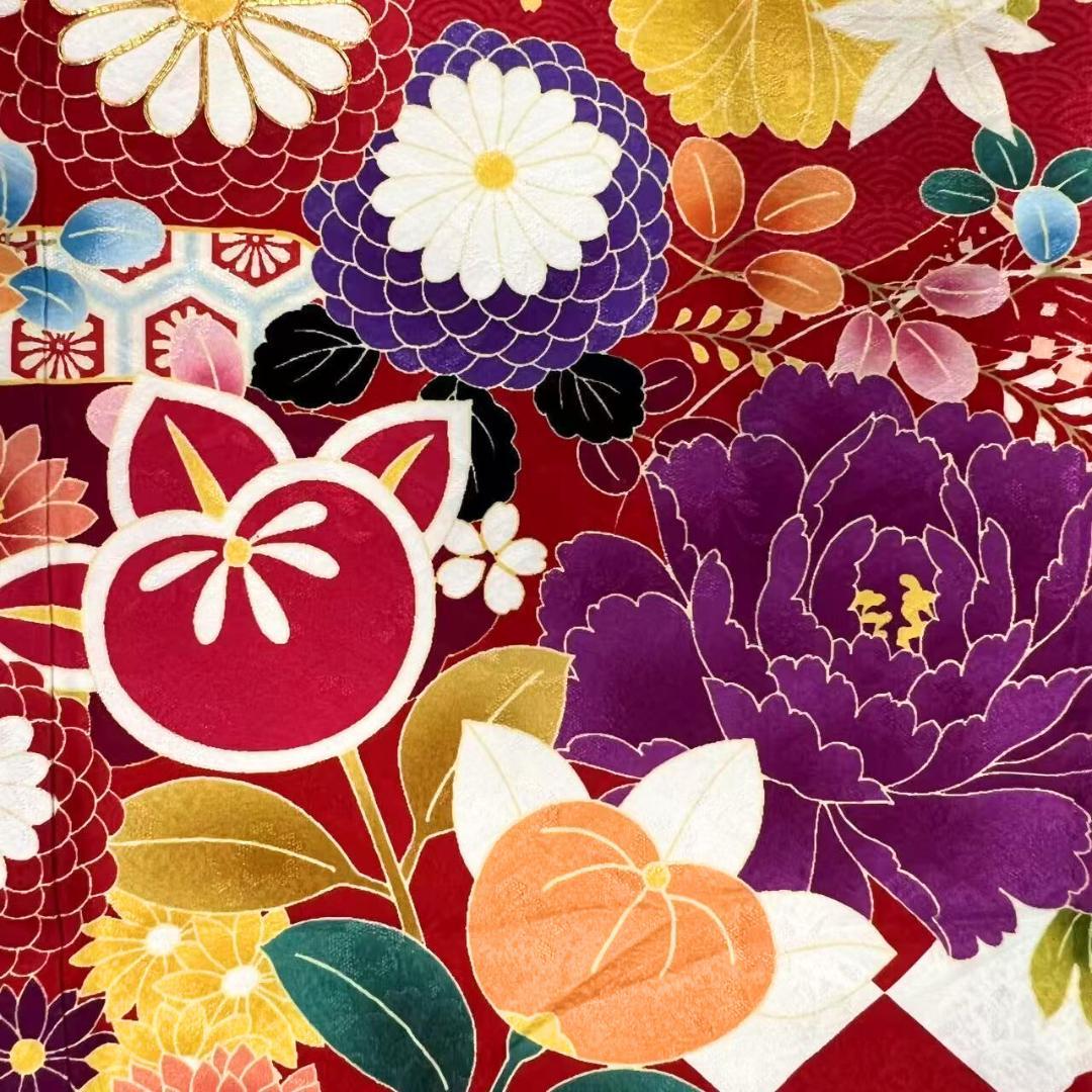 ≪早い者勝ち≫【美品】 振袖セット 成人式 正絹 レトロモダン 赤 S