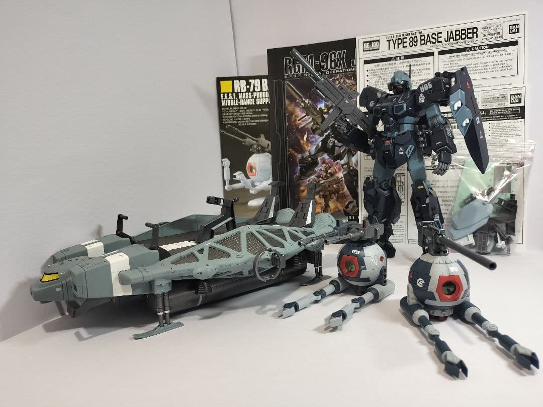 MGジェスタ＋89式ベースジャバー＋HGUCボール2体セット、塗装済、合体改造
