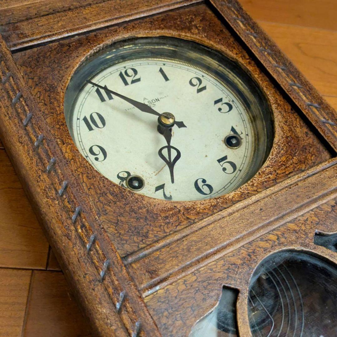 アンティーク掛時計　古時計　振り子時計　ゼンマイ掛時計　レトロ