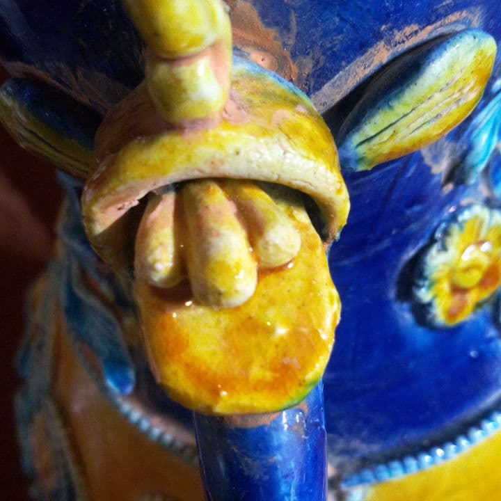 中国陶磁器　法花　浮き彫り壺　逸品