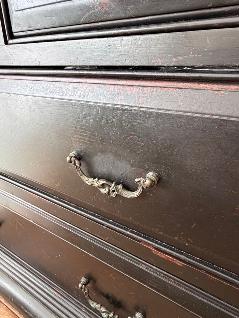 ヴィンテージ フランス ライティング ビューロー 黒茶 アンティーク