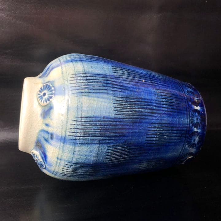 究極の美◼️古美術品、蔵から凄そうな青い壺が出て来ました！壷、花瓶、陶器、花道具