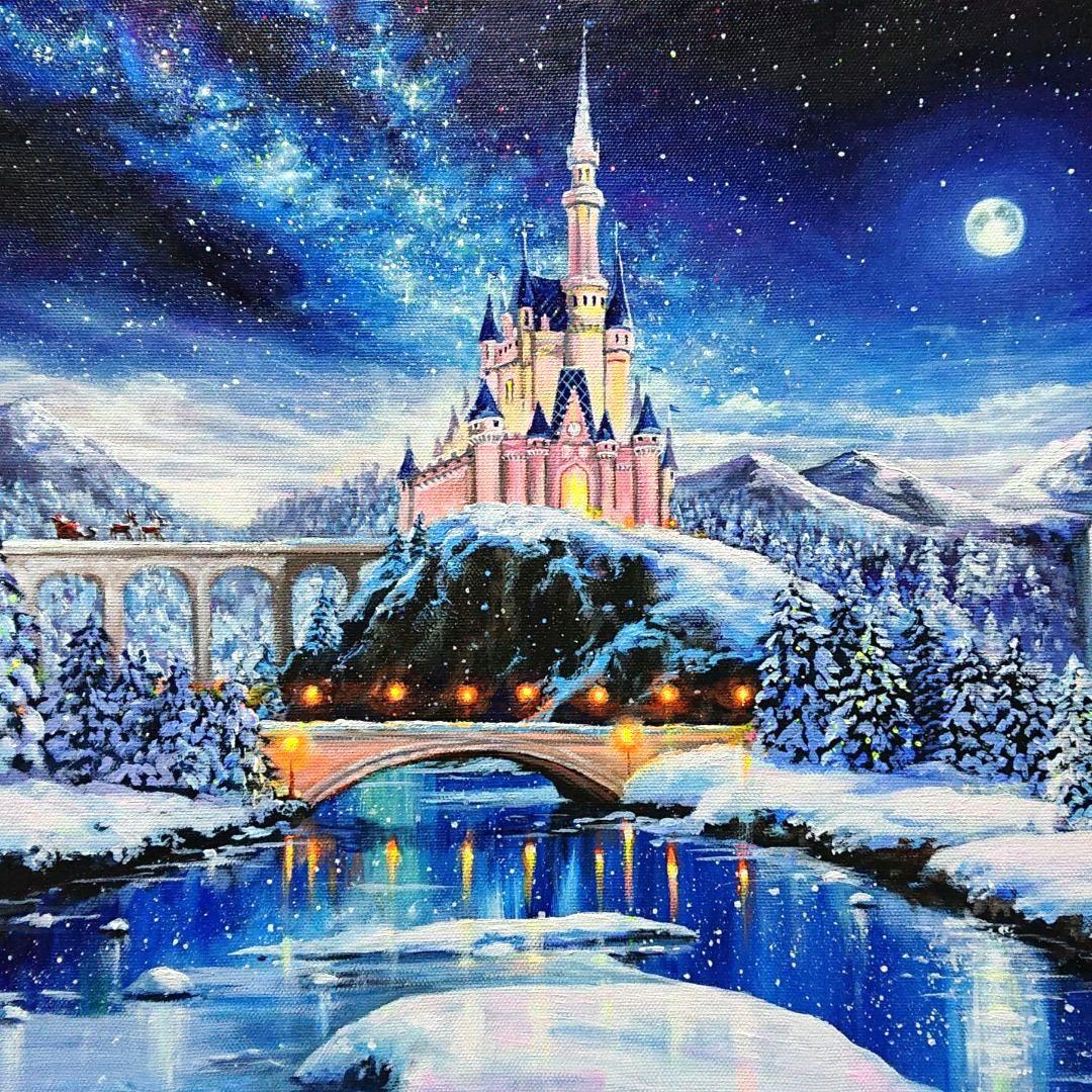 Christmas Castle】アクリル画 F6 風景画 絵画