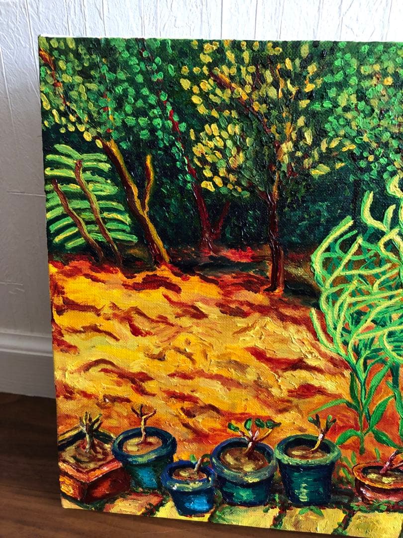 絵画　風景画　油絵　M8  夏の庭