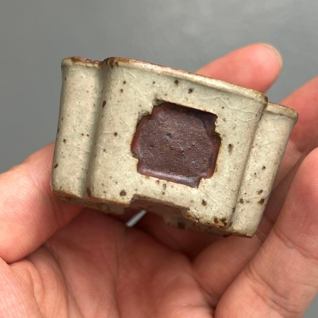 760.夢陶 隅角額入四方 豆鉢 植木鉢 盆栽鉢 5.4*5.2*3cm