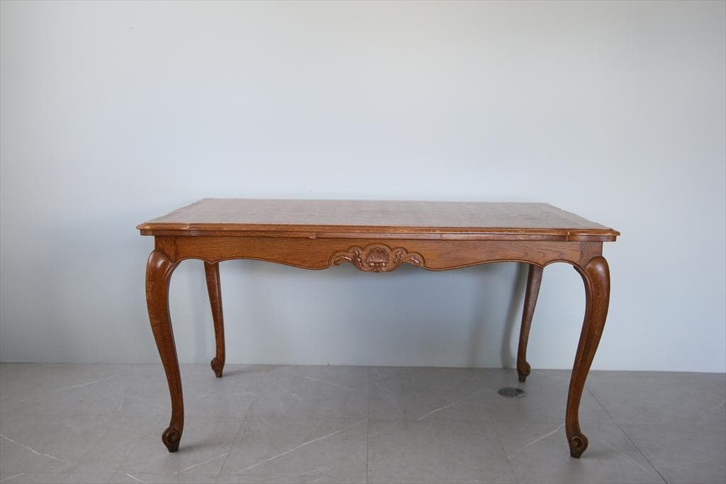 フランスアンティーク猫脚ダイニングテーブル/伸張式木製机/6人用(90-84)