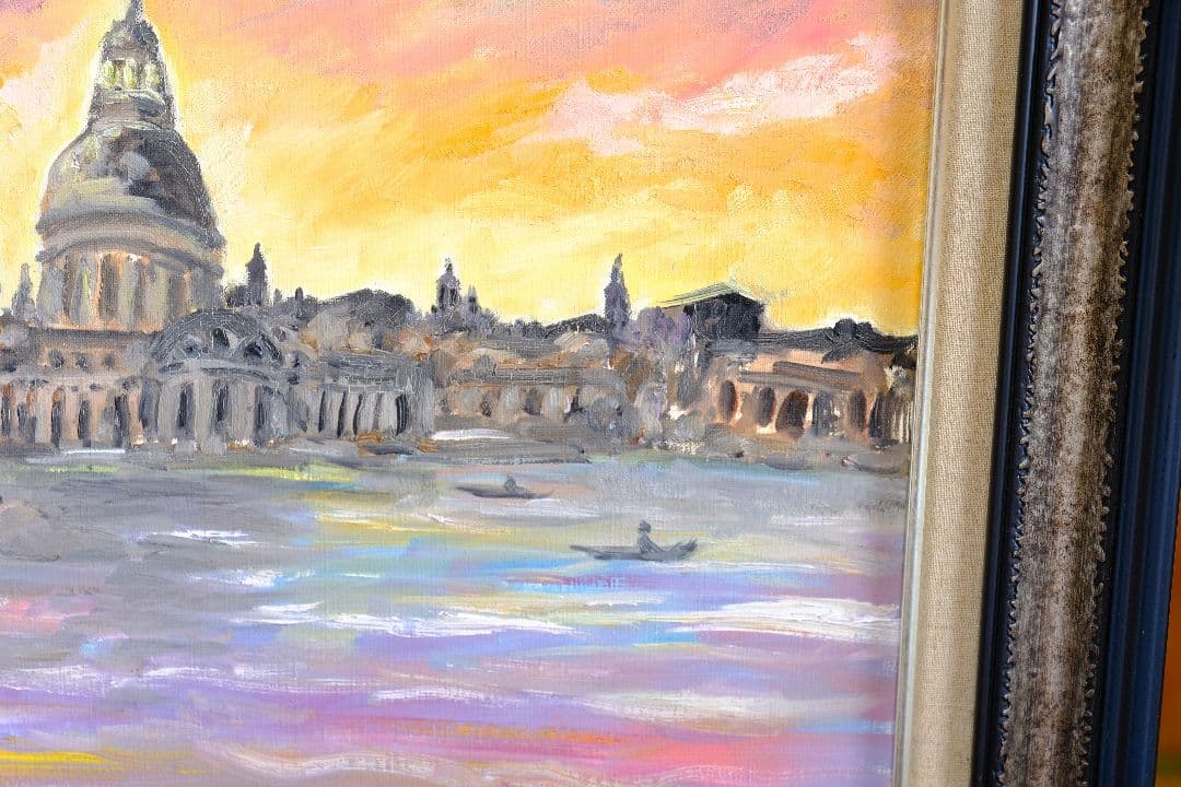 サンタ・マリア・デッラ・サルーテ聖堂 油絵 F6号 額縁付き 高品質