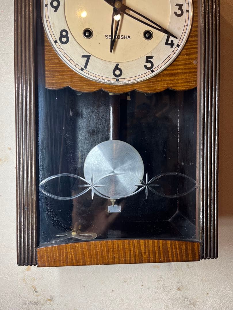 精工舎　柱時計　古時計　振り子　レトロ　ビンテージ　アンティーク　ゼンマイ