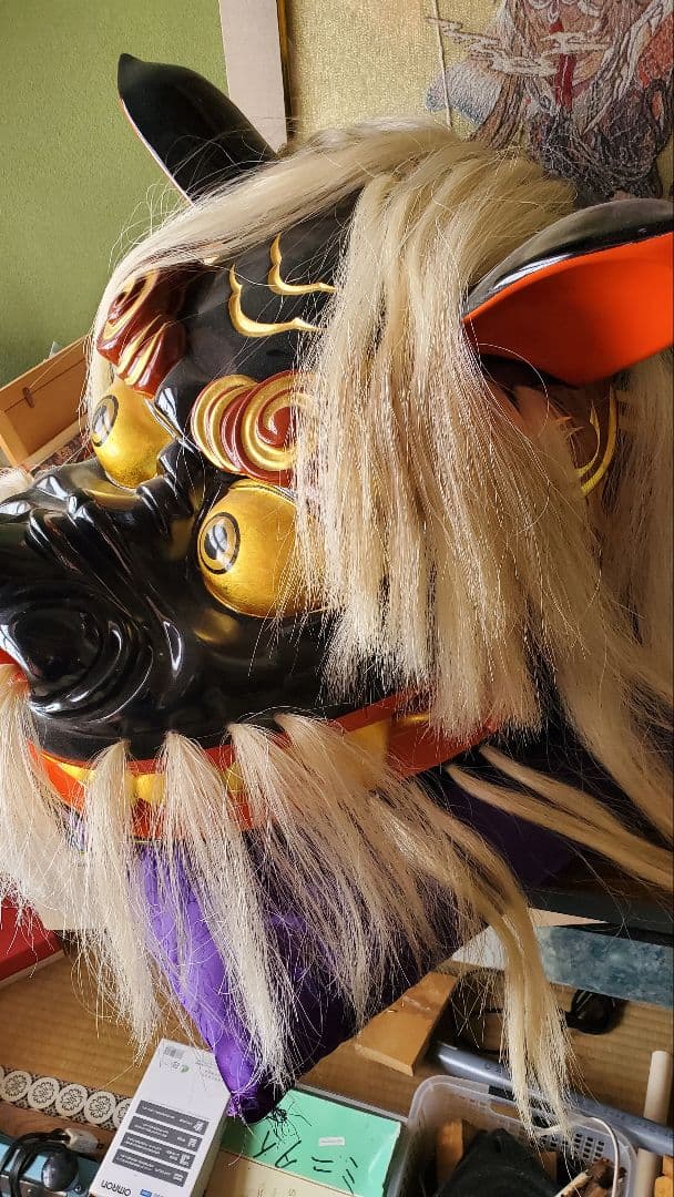 山形県 置賜 黒獅子 獅子舞い 獅子頭
