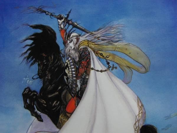 天野　喜孝、黒き剣の呪い、希少な画集より、新品額装付、状態良好