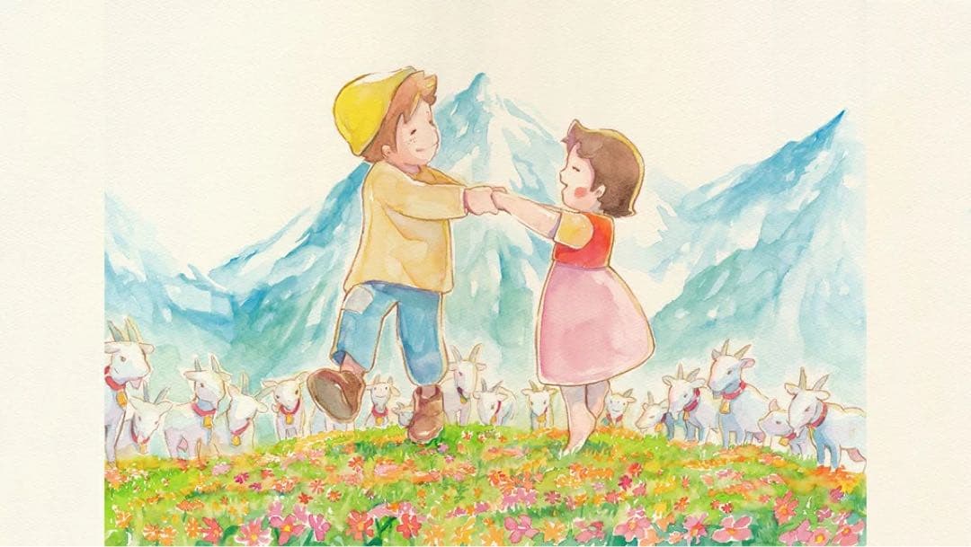 【流通数1点✨】アルプスの少女ハイジ〜春のダンス（水彩）、根拠4.5.6枚目参照