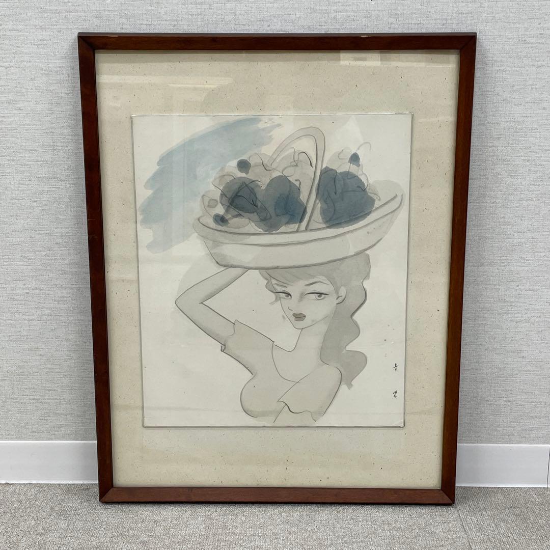 2142 東郷青児 美人画 複製画 洋画家 二科会 額装 2142 東郷青児 美人画 複製画 洋画家 二科会 額装 2142 東郷青児 美人