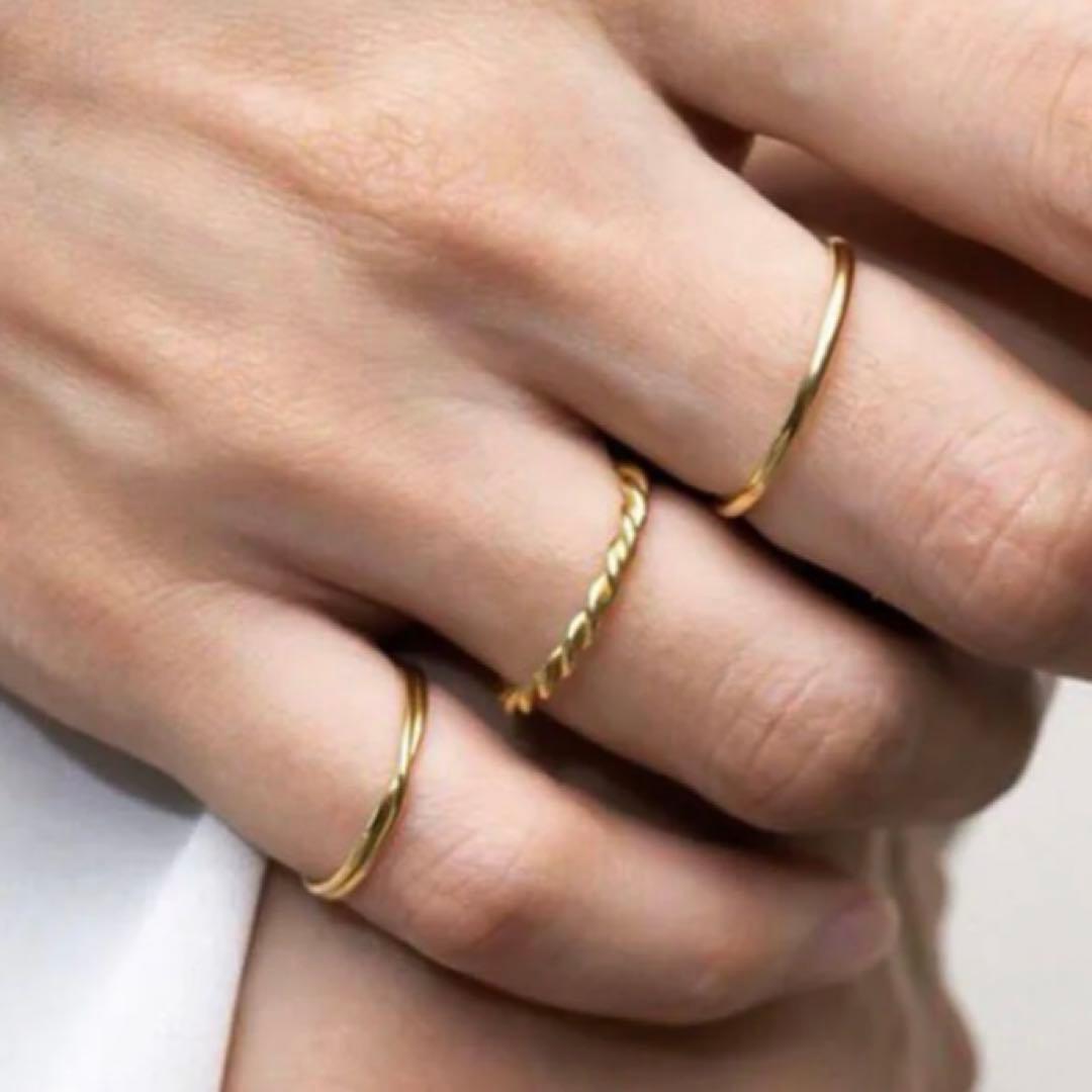 AMU様SHIHARA ダブルリング 0.9 K18イエローゴールド