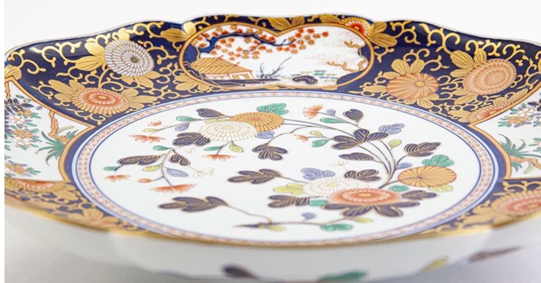 再値下げ 新品 有田焼 琳派古伊万里様式 盛皿 木箱入 直径39cm 其泉窯