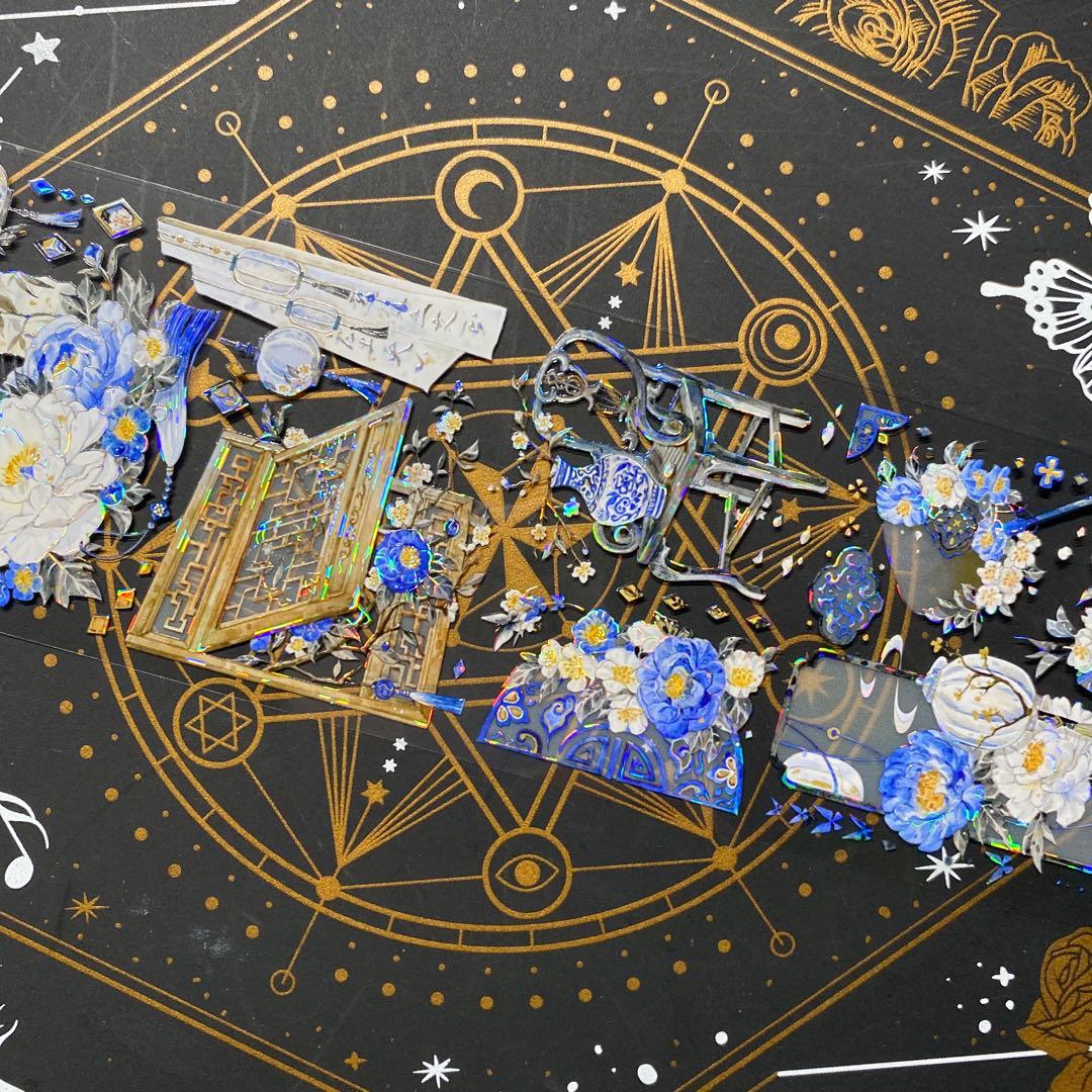 9173】海外 中古巻 貝殻光マスキングテープ人物 装飾系 古風 半透明