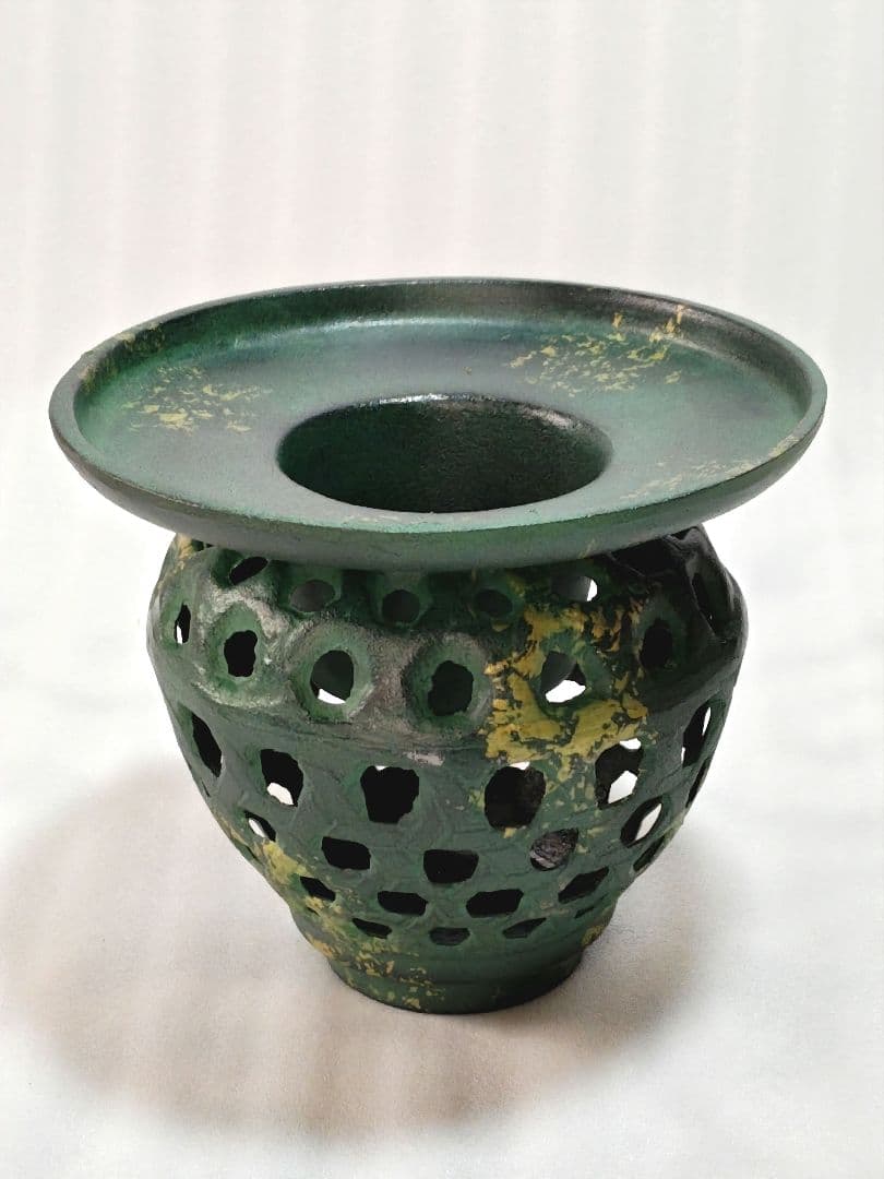 特製美術床置 金属工芸 御所車 花器 花生 花びん 花入 菊模様 置物飾り