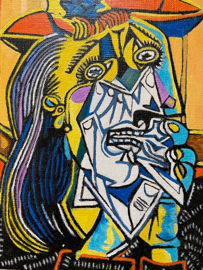 ピカソ　泣く女　肉筆手描きの油絵模写画