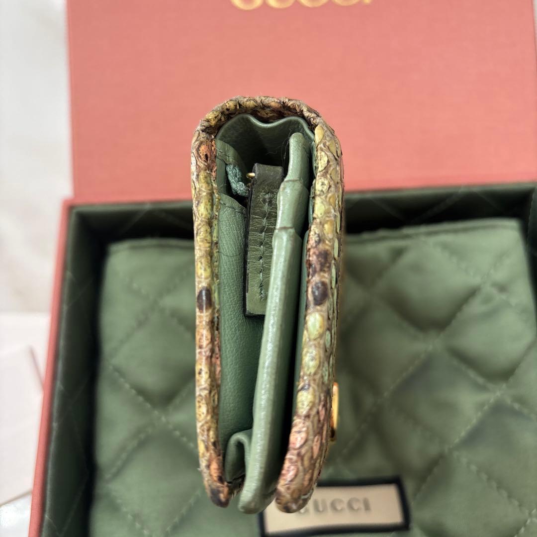 【箱付き】GUCCI GGマーモント パイソン 二つ折り財布