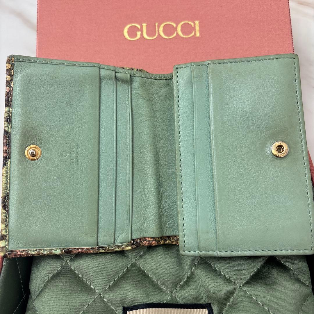 【箱付き】GUCCI GGマーモント パイソン 二つ折り財布