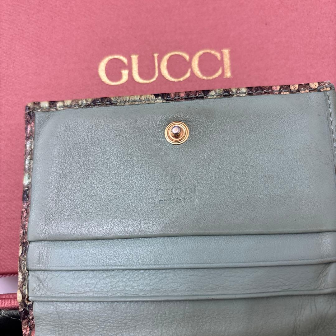 【箱付き】GUCCI GGマーモント パイソン 二つ折り財布