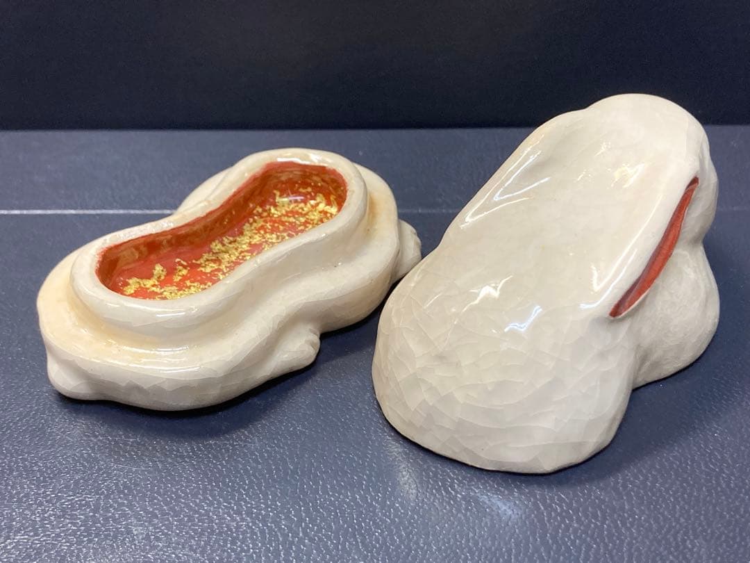 香合　うさぎ　焼き物