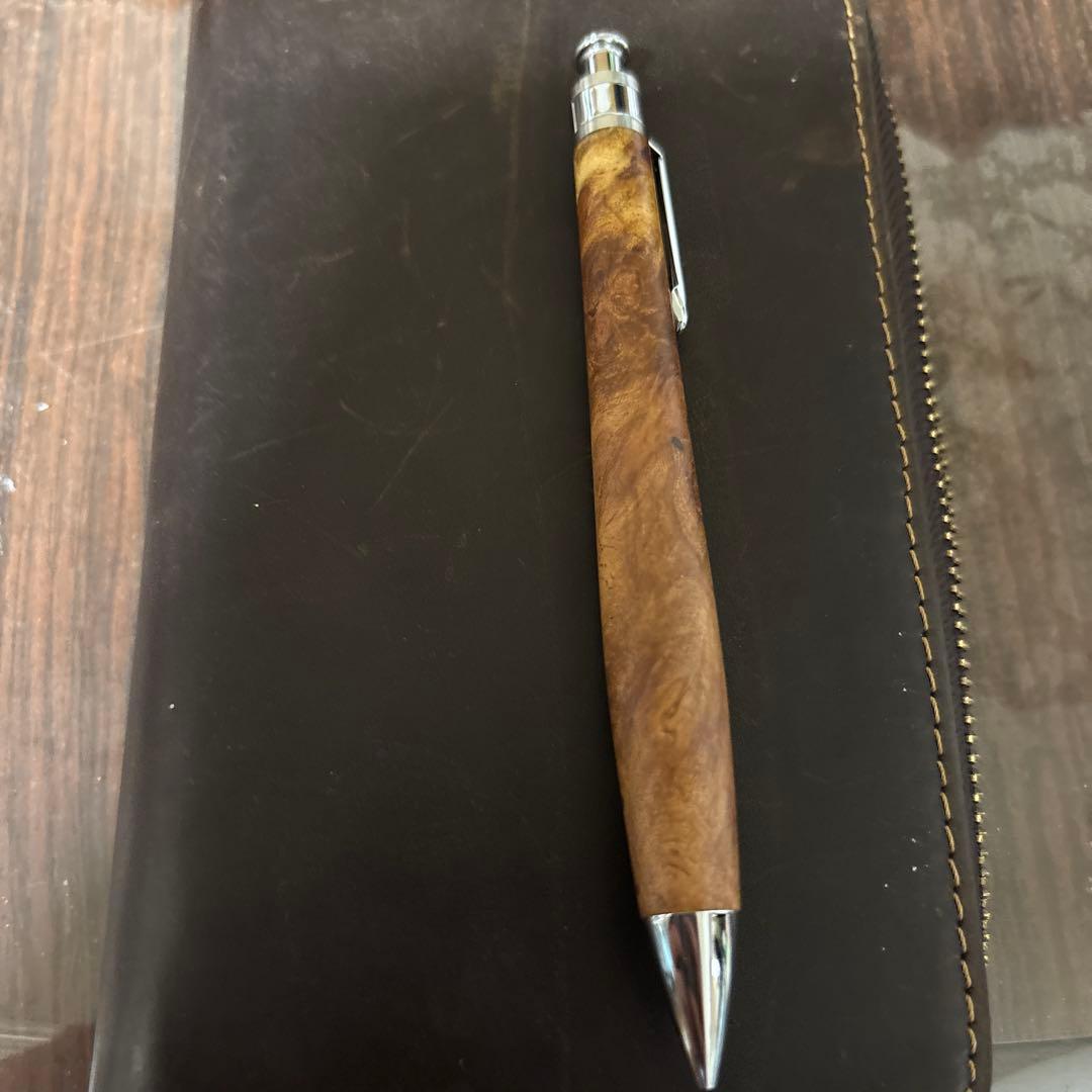 野原工芸特上花梨瘤杢 工房楔花梨紅白 工房楔縮杢 皮のふでばこ ピュアモルト