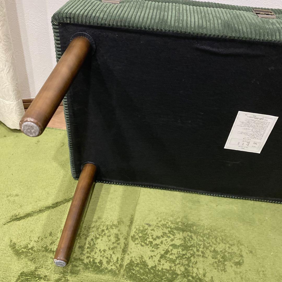 不二貿易 ベンチ トランク型 幅80cm ダークグリーン 収納 ベロア調