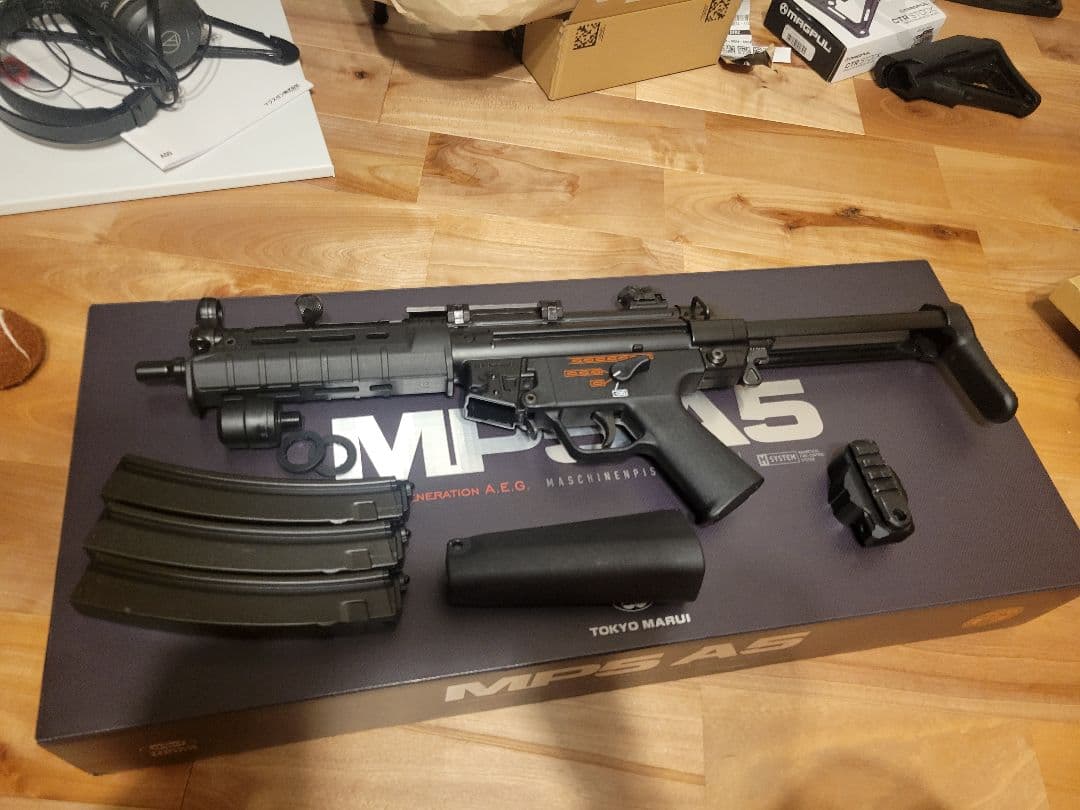 東京マルイ　MP5A5　実物マグプルカスタム　予備マグ　ストックアダプター付き