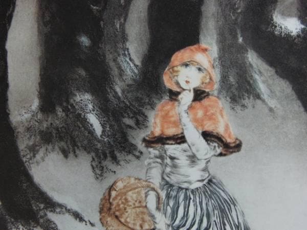 ルイ・イカール限定版・アールデコ/赤ずきん、希少な額装用画