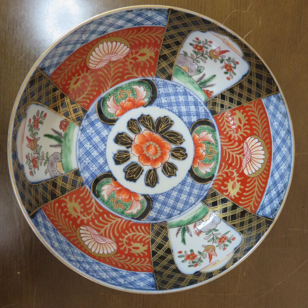 鉢 丼 2つ 色絵付 染付 古伊万里 鳥 牡丹 唐草 江戸 明治