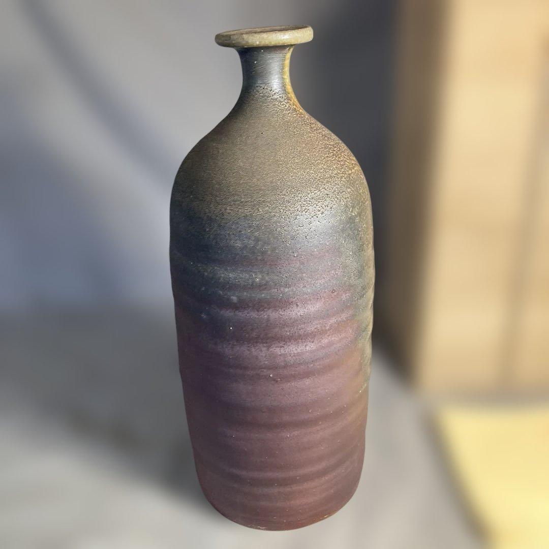 【武用真】備前焼の伝統　重要無形文化財　日本の名窯　武用真作　備前　細首大一輪入