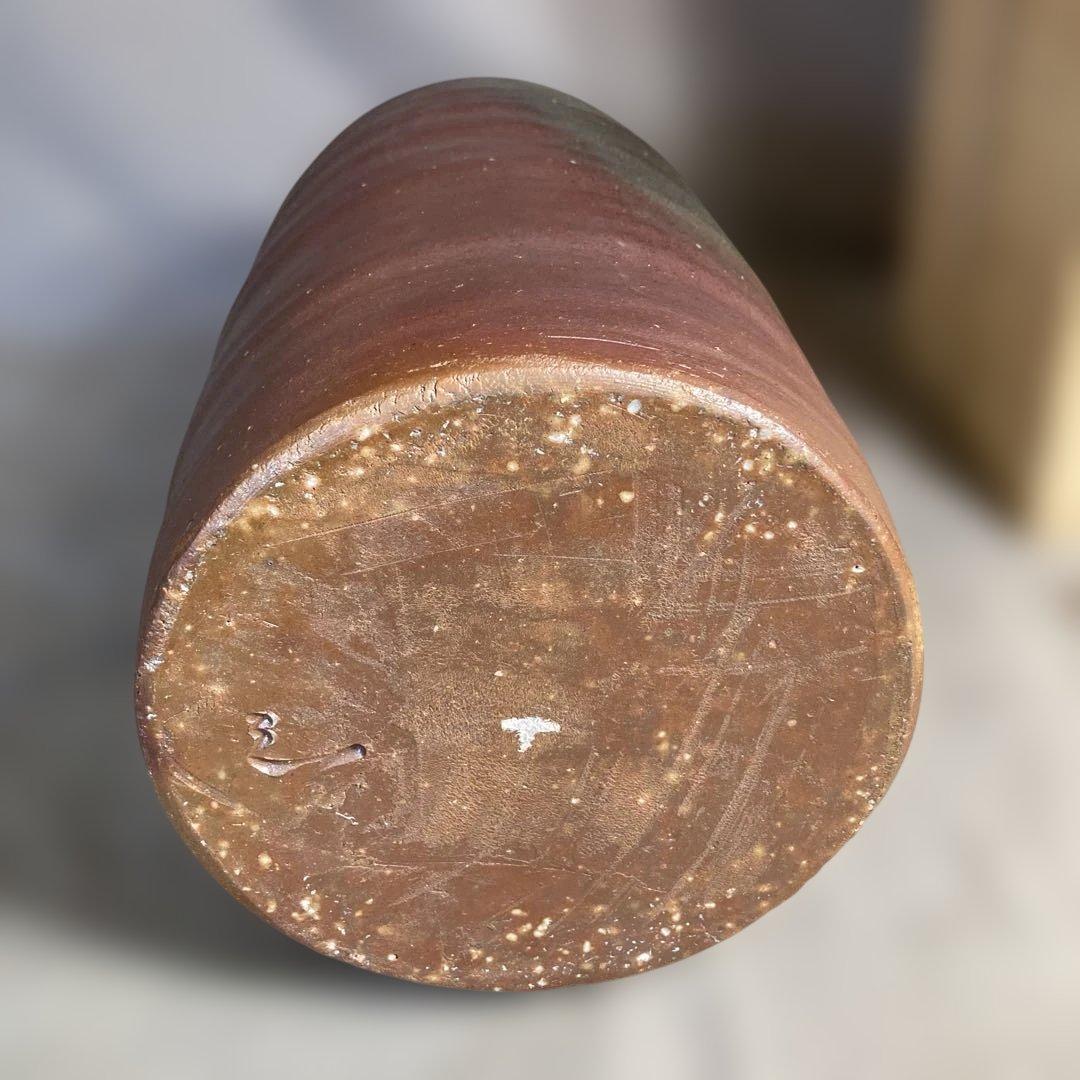 【武用真】備前焼の伝統　重要無形文化財　日本の名窯　武用真作　備前　細首大一輪入