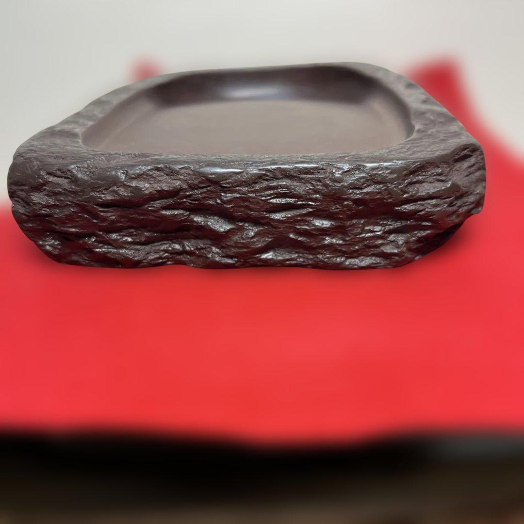 ⭕️赤間硯 野面硯 植野玉泉堂 6寸大 34mmの厚手 墨たっぷり