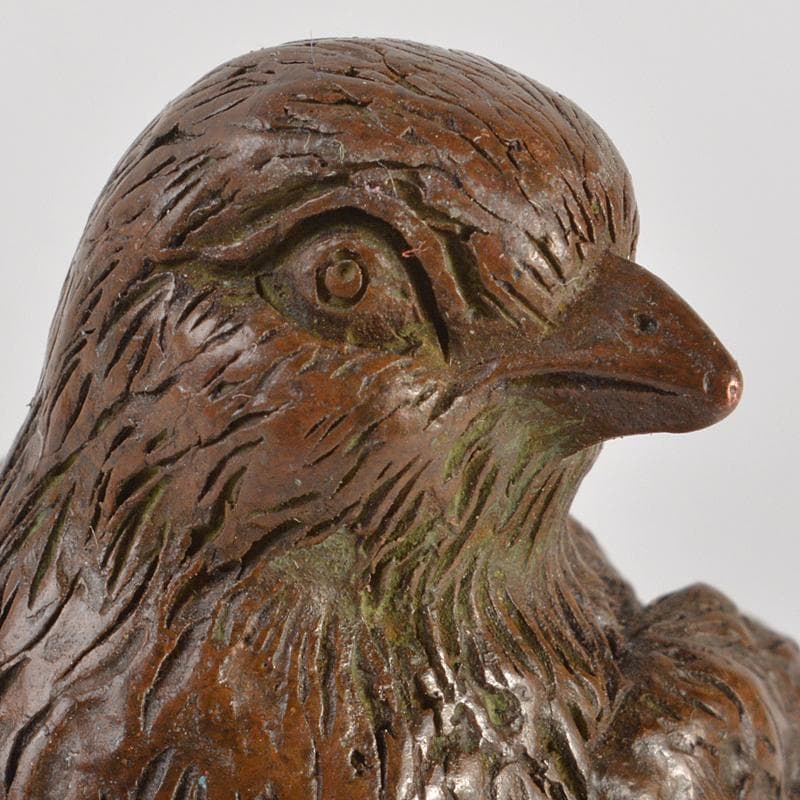 金工名品　古銅宣徳銅　鳥　紙鎮　置物　在銘　C　R6874E