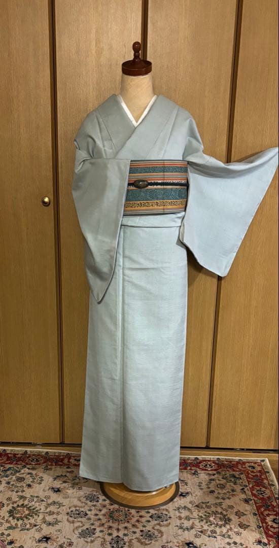 正絹袷 紅花紬調 未使用しつけ糸付き 無地 お洒落八掛 トール裄長