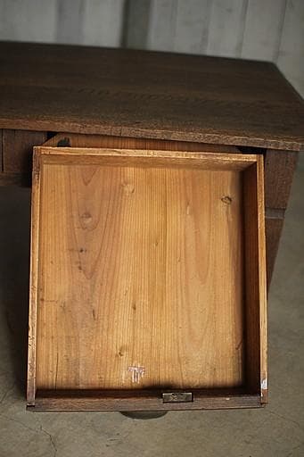 雰囲気の良い古い木製の机 引き出し2杯 ローテーブル 作業台 古家具