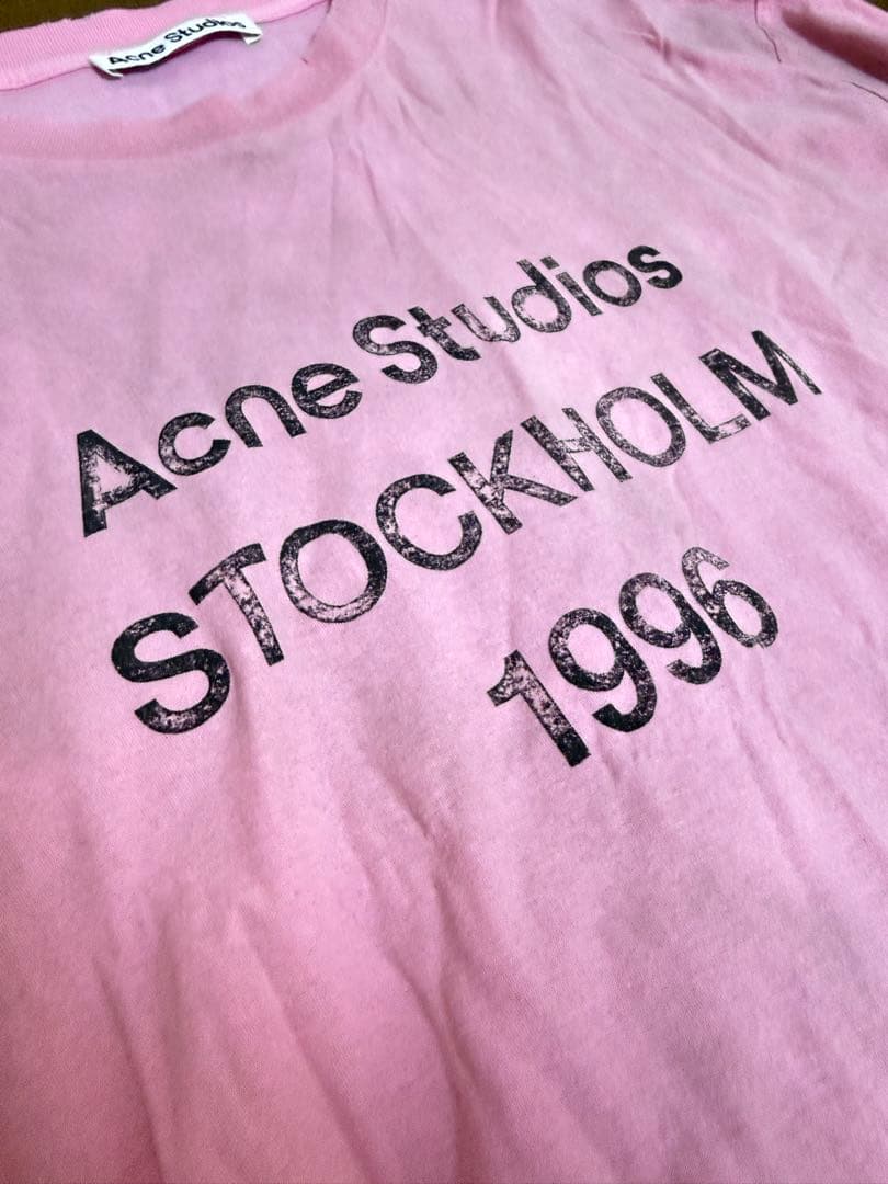 Acne Studios ロングTシャツ ピンク ダメージ加工 1996 L - メルカリ