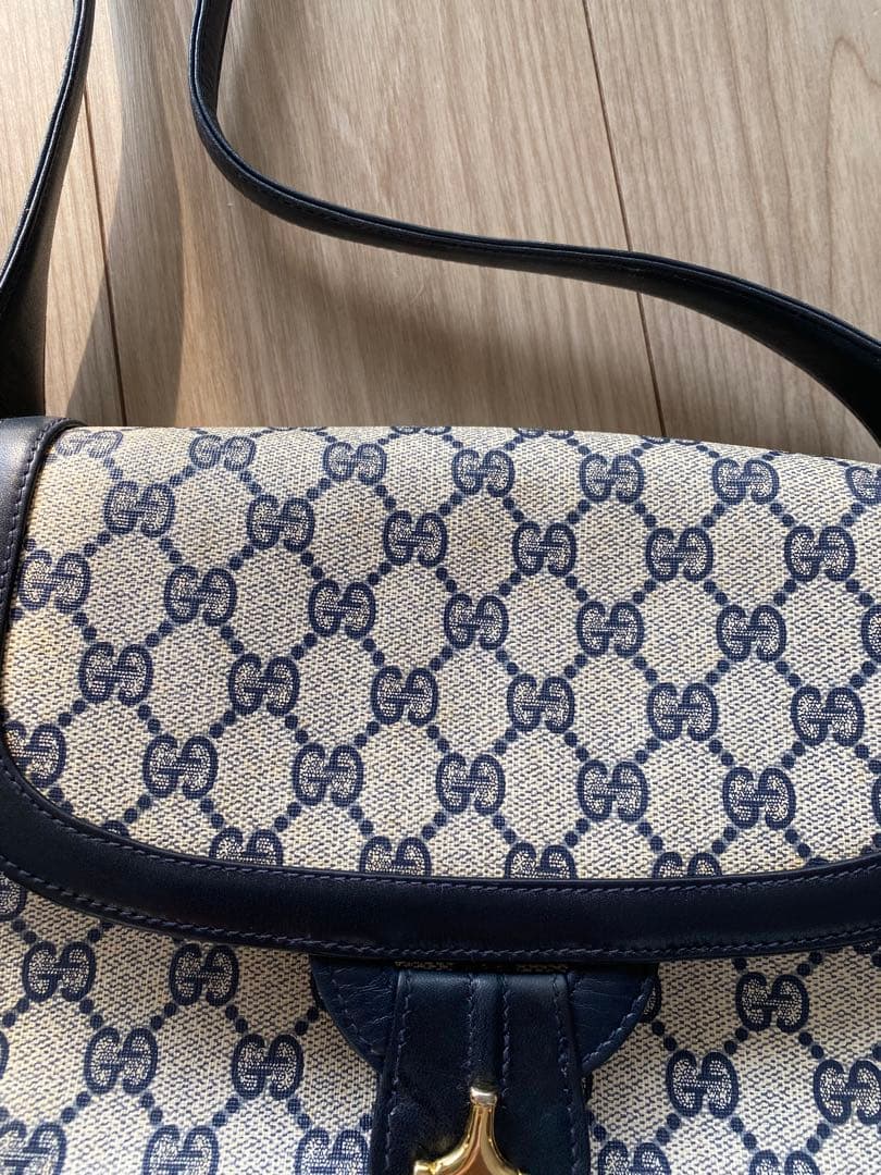 GUCCI GGパターン ショルダーバッグ ネイビー/アイボリー