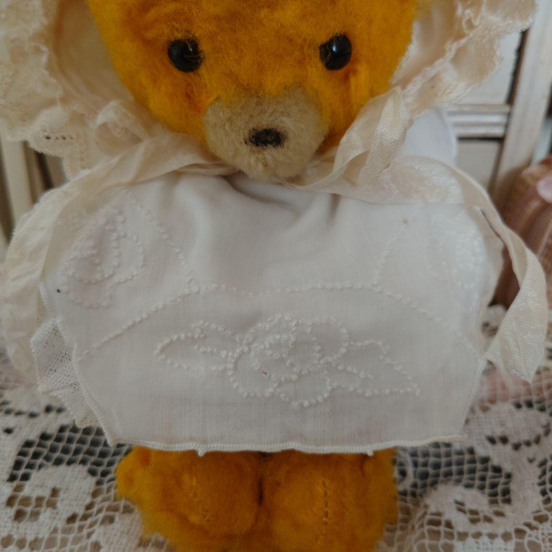 アンティークベア、お鼻なし、DDRちゃん、お洋服付き、左の黄色い子｜2026
