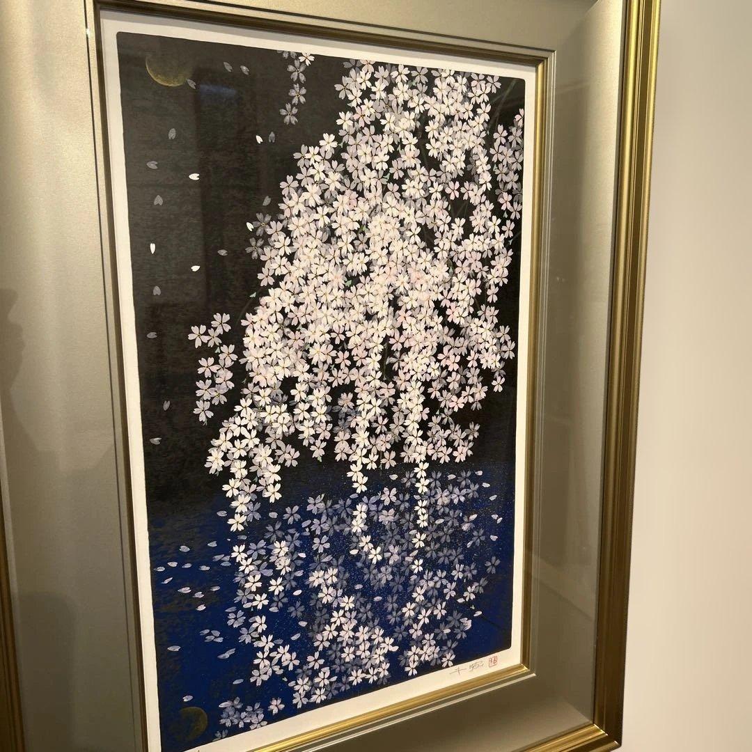 正規品美品）中島千波『桜花春映』シルクスクリーン絵画版画