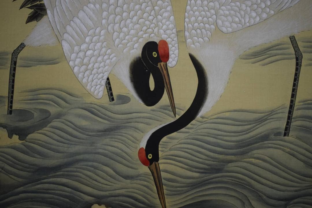 不詳/作者不明/無落款/朝陽/舞鶴図/大幅/布袋屋掛軸HK-112