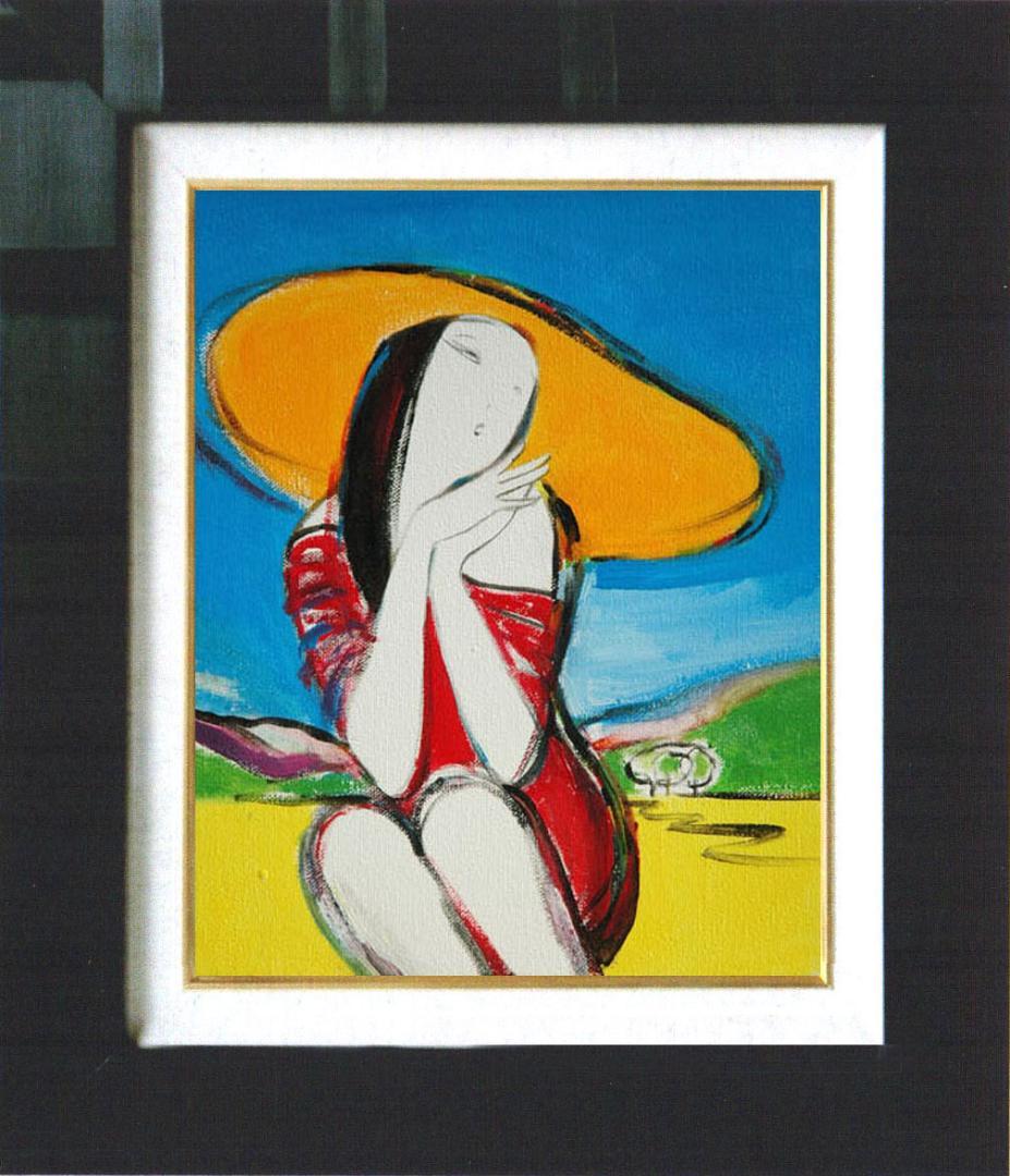 油絵 菅家令子 絵 絵画インテリア 額付(銀) F3-010511 女性夢子さん