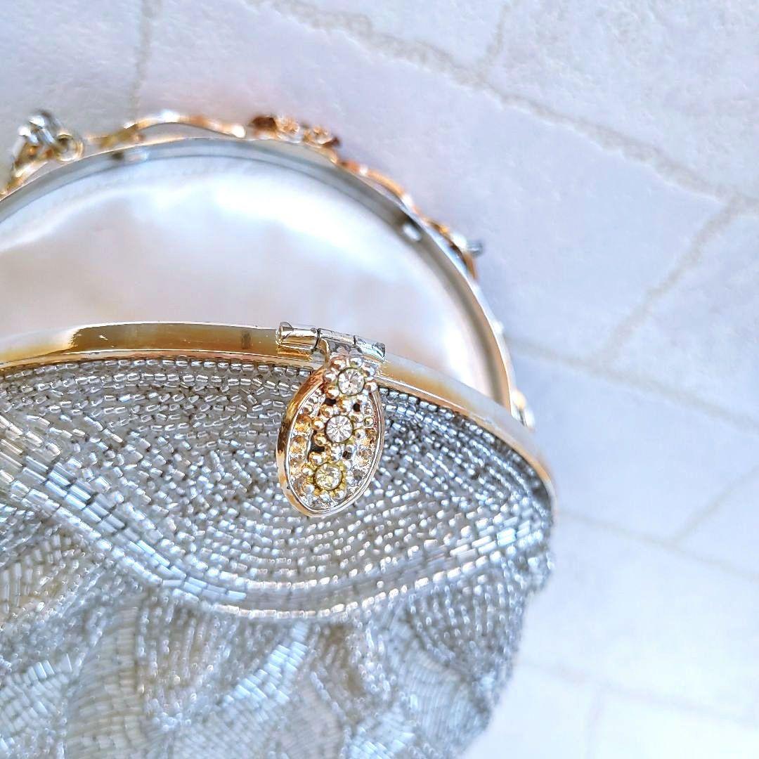 LUMYルミーはしもと ビーズバッグ がま口 栞 鏡付 着物ドレス 希少 美品