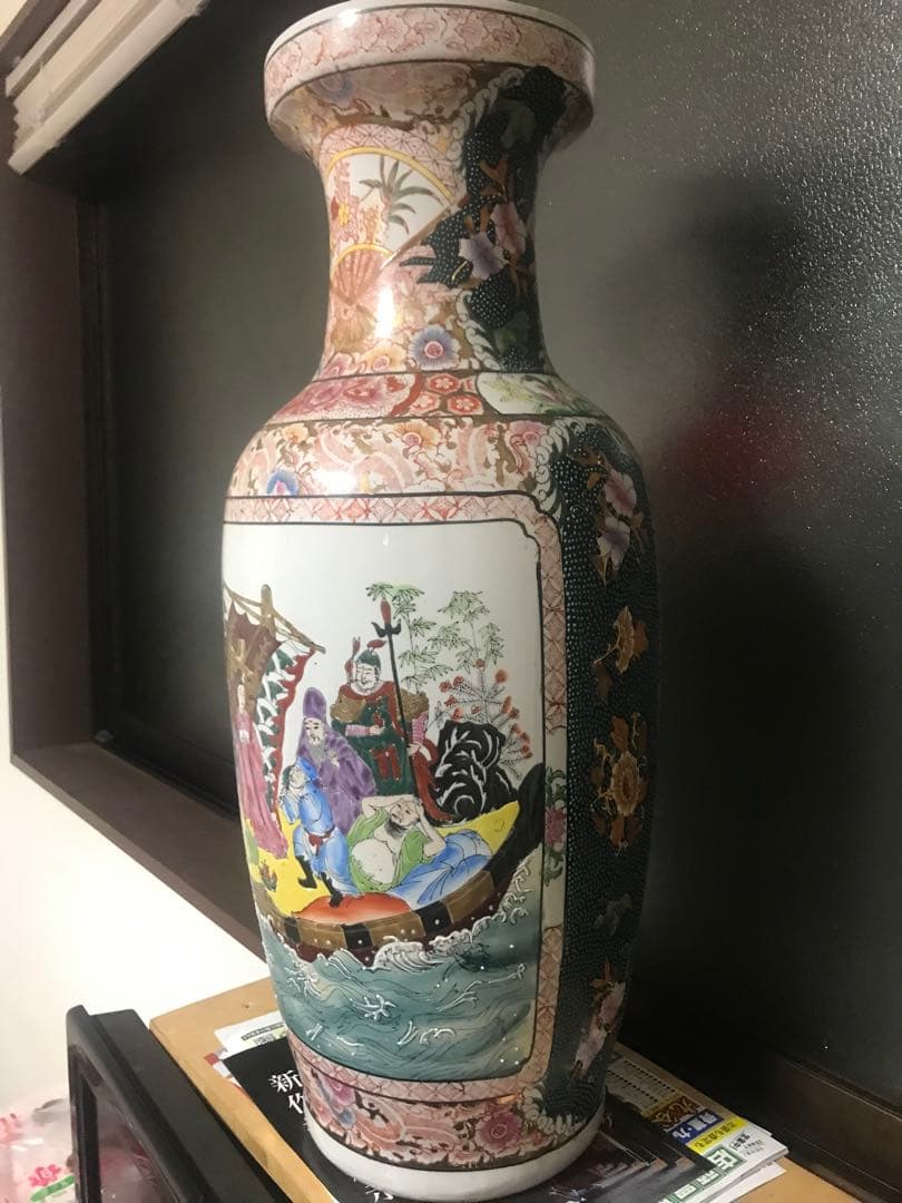 大型絵付花瓶 金彩風 七福神図 高さ60.5cm 陶器 壺 ツボ - メルカリ